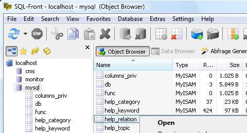 MYSQL Front