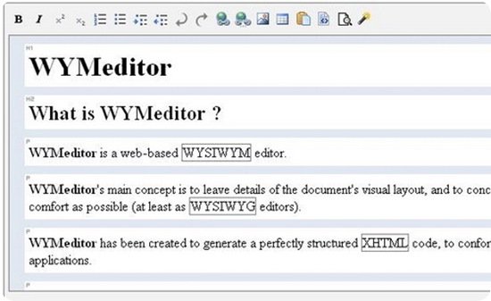 WYMeditor Web-Based XHTML Editor – скриншот