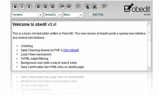 obedit Flash-based Rich Text Editor – скриншот