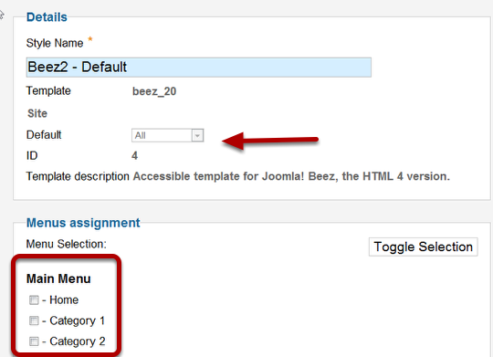 Настраиваем разные шаблоны для разных страниц в Joomla