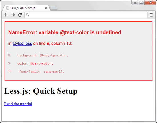 less-js error warning